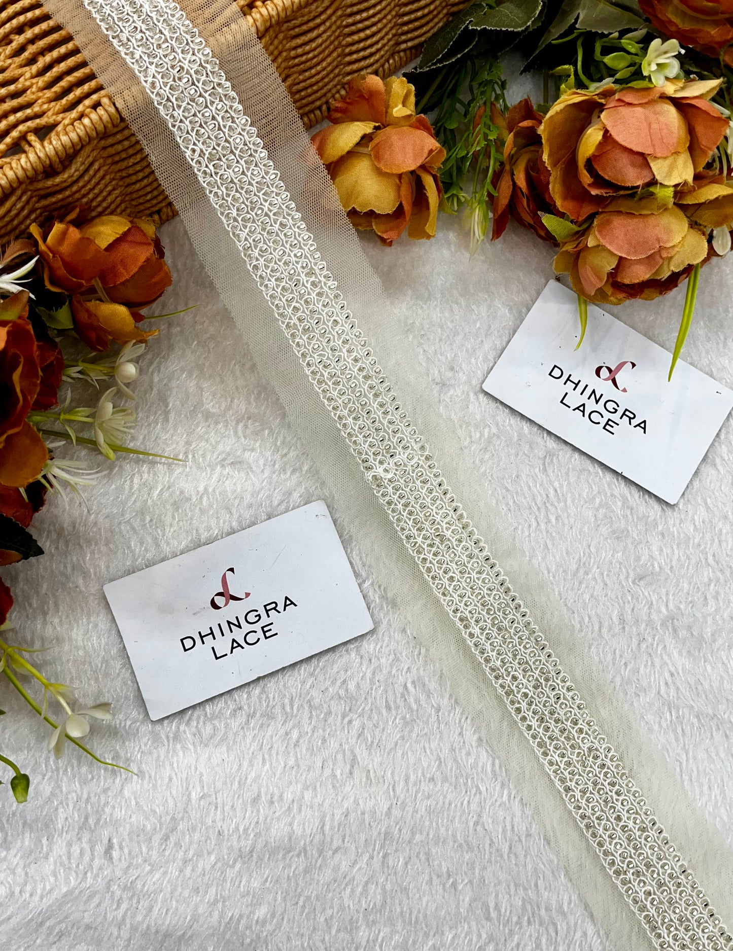 Beautiful Net Based Cutpipe Work Lace 011124