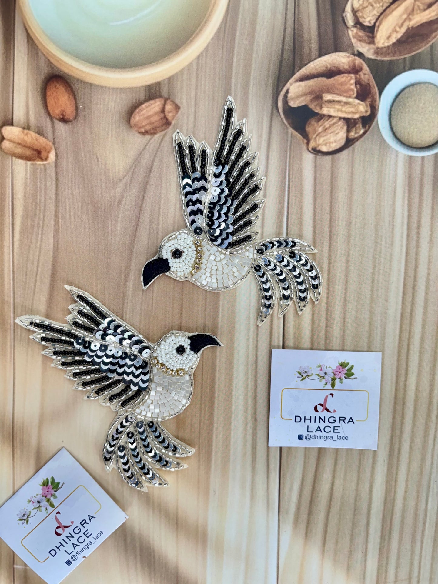 Beautiful Handwork Bird Patch Right Black 071025