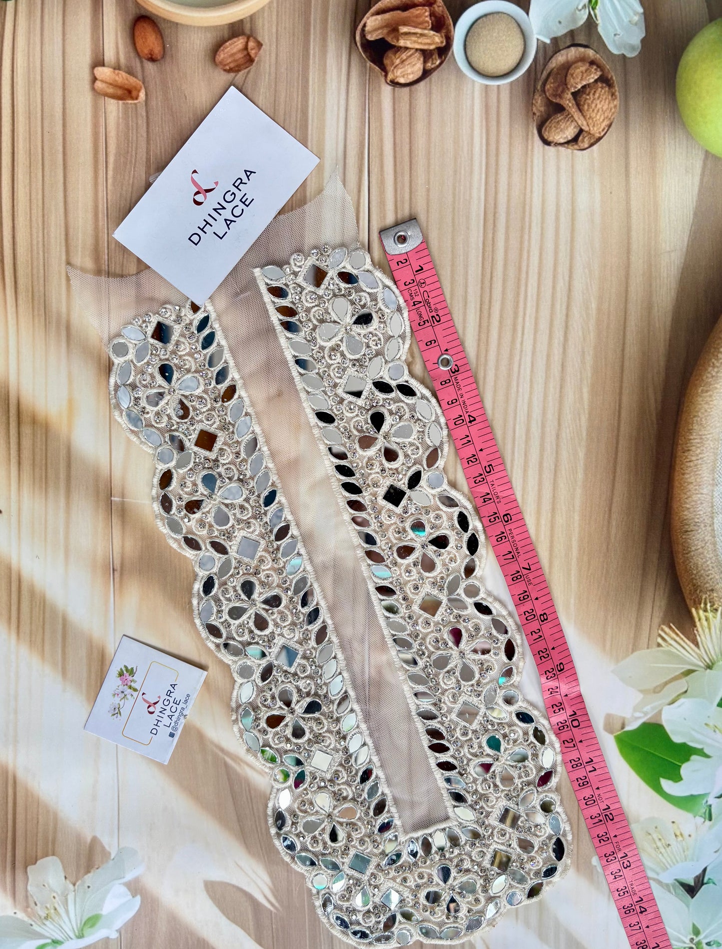 Beautiful Net Based Mirror Work Neck 130725