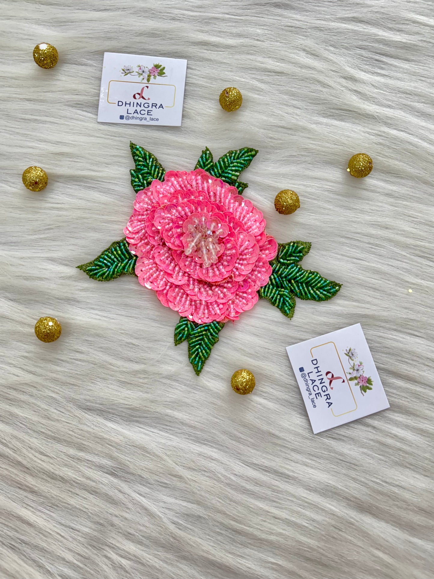 Beautiful Crystal Sequence And Cutdana Work Patch Pink 090625