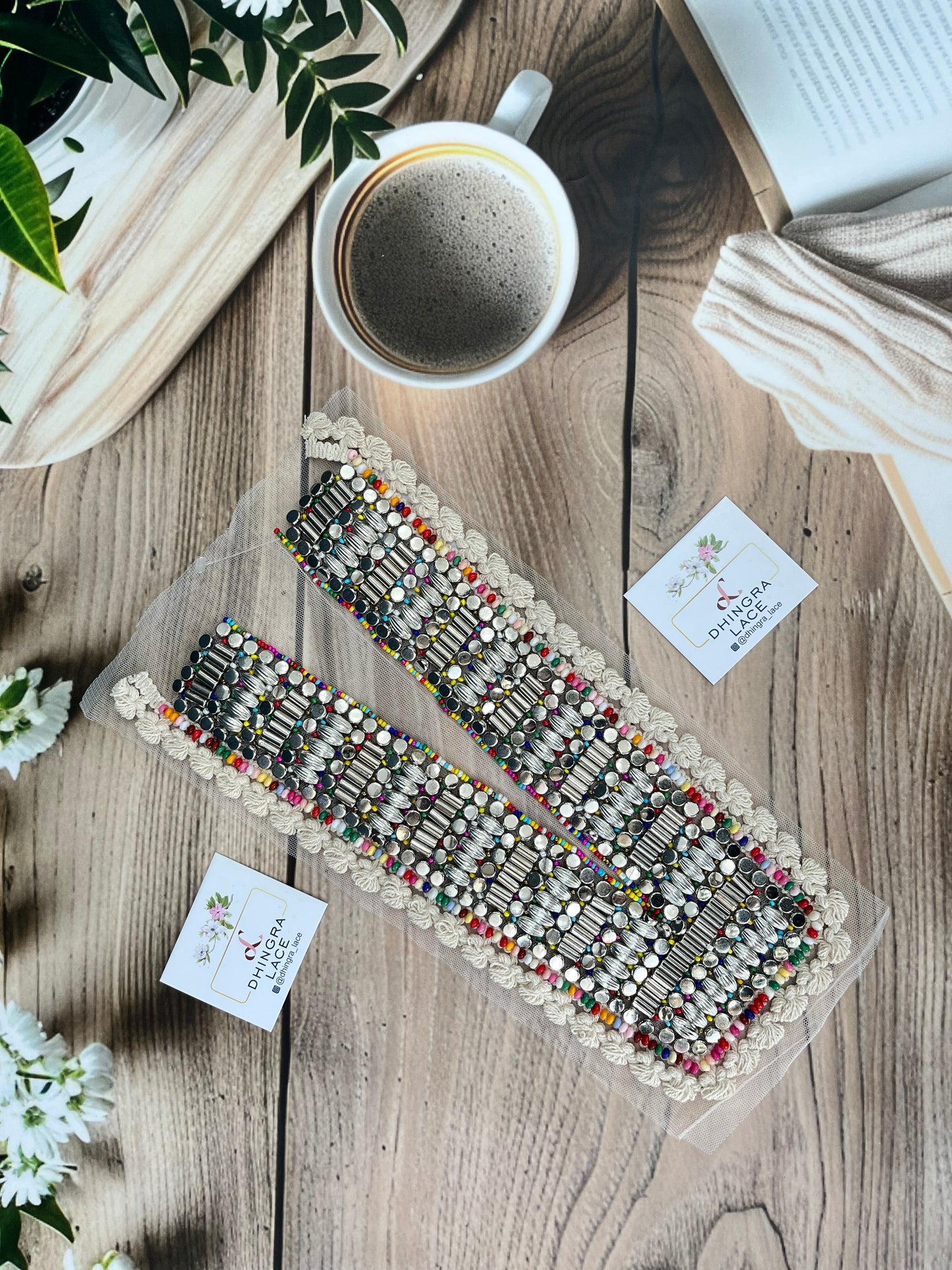 Beautiful Net Based Handwork Neck 190925