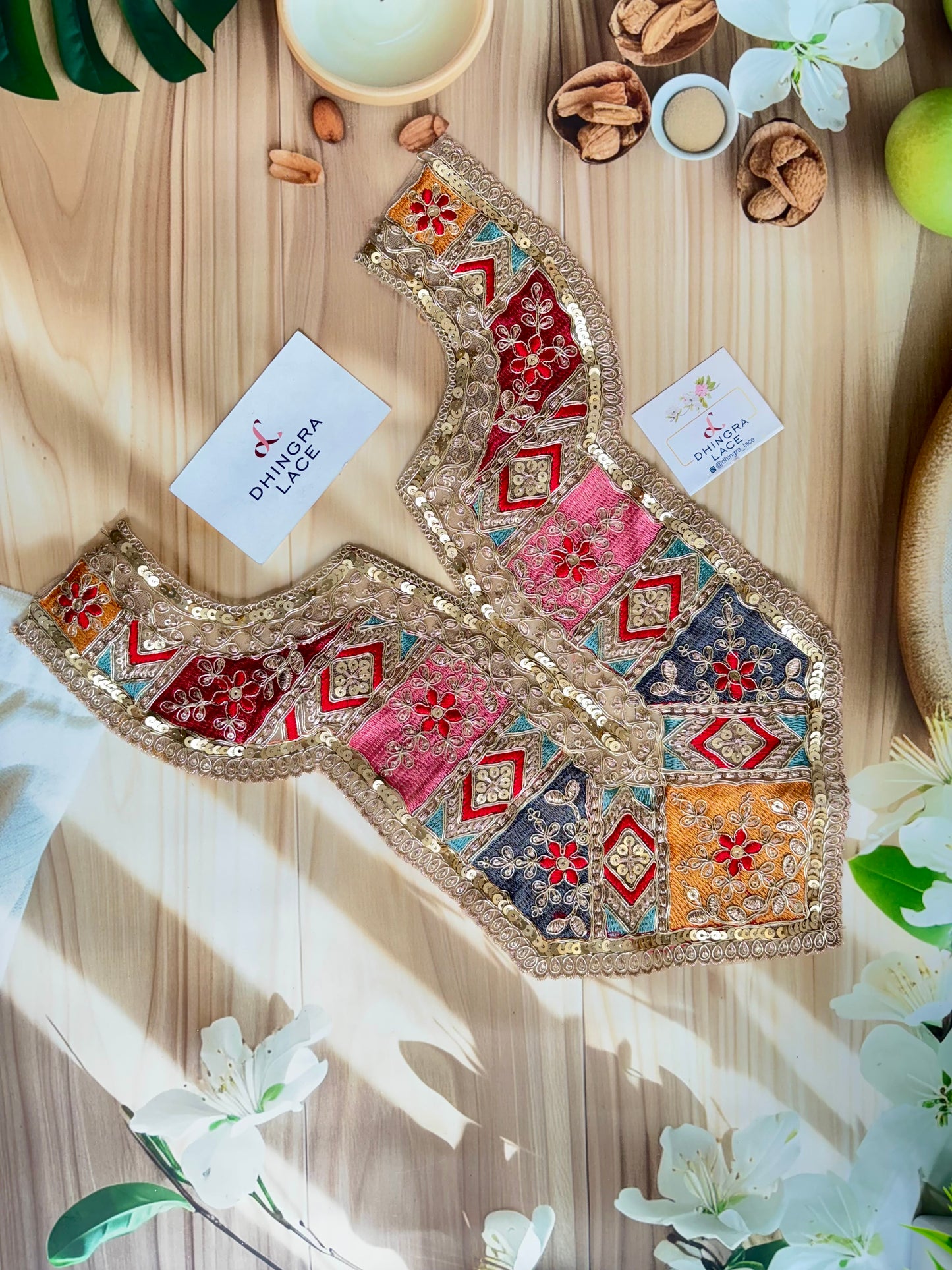 Beautiful Net Based Zari Work Multicolour Neck 210725