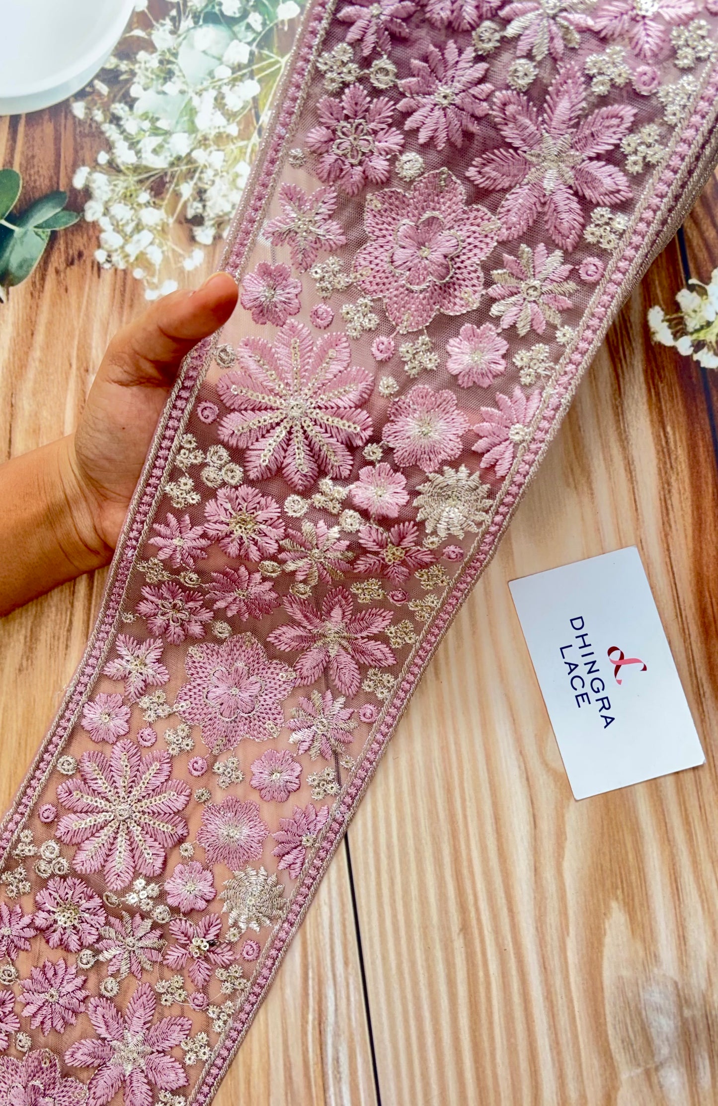 Beautiful Silk Based Thread Work Lace 040725