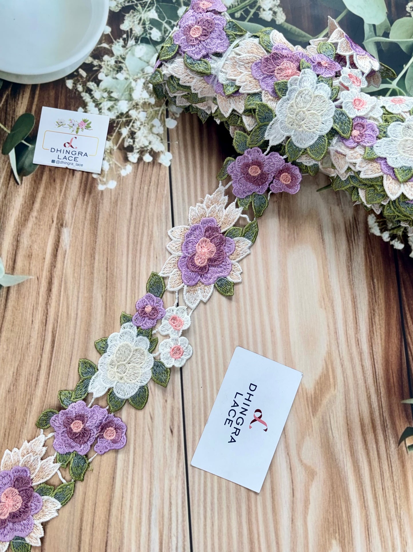 Beautiful Guipure Multicolour Lavender Flower Lace 070725
