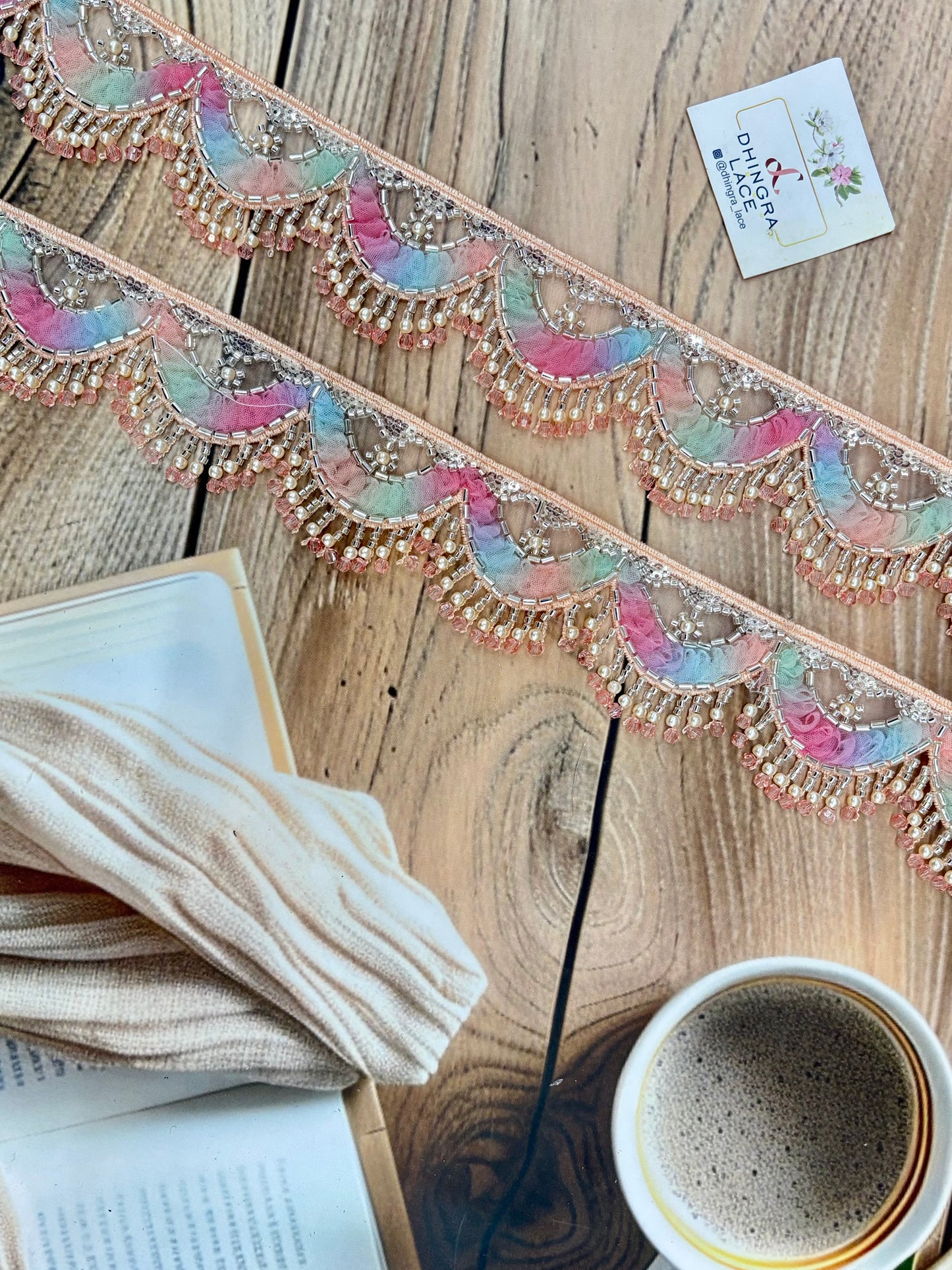 Beautiful Multicolour Peach Hanging Lace 220725