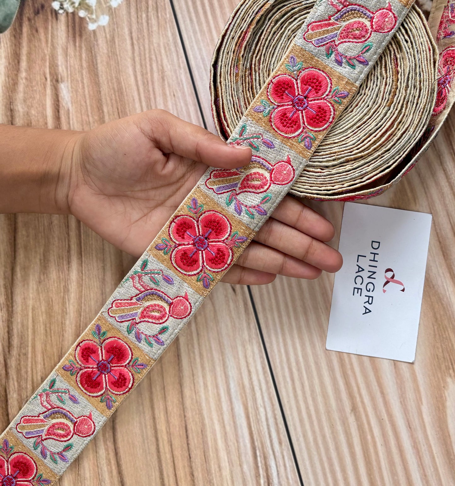 Beautiful Silk Based Thread Work Lace 040725