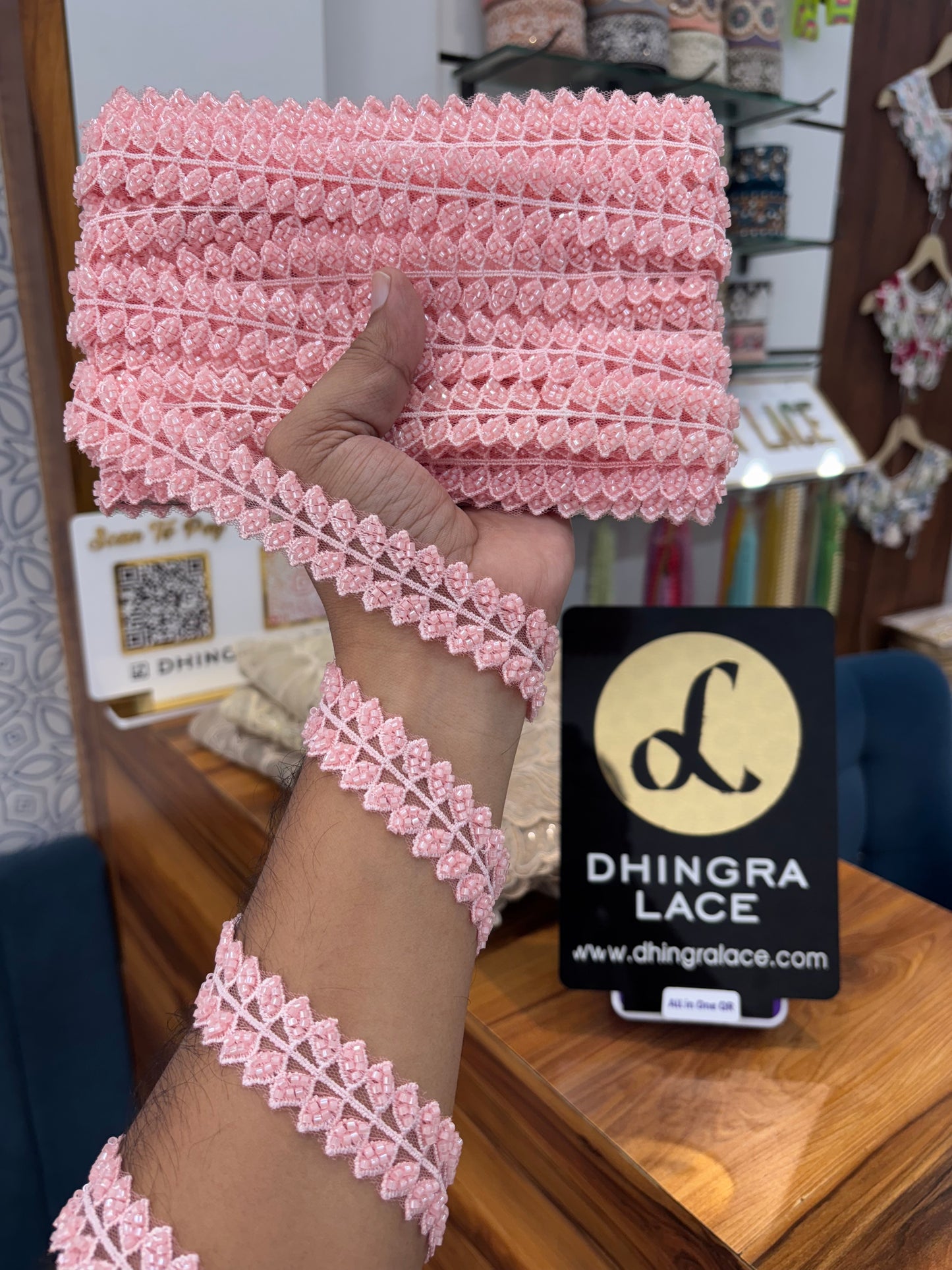 Beautiful Net Based Cutdana Work Leaf Lace 120925