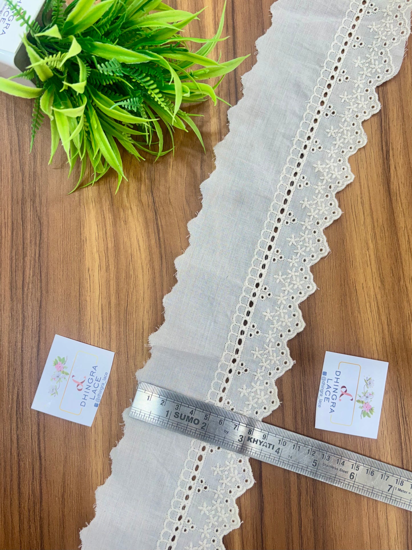 Beautiful Pure Cotton Hakoba Lace Off White Medium W 3.5 Inches (3 Meters )140426
