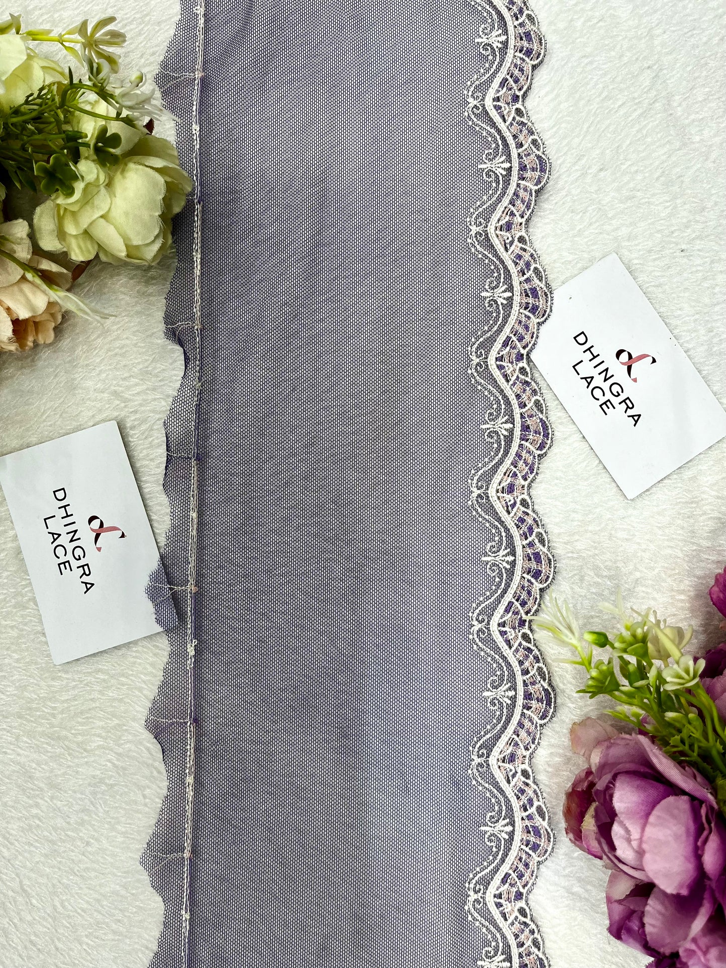 Beautiful Net Based 6 Inches Broad Lace Purple 150824