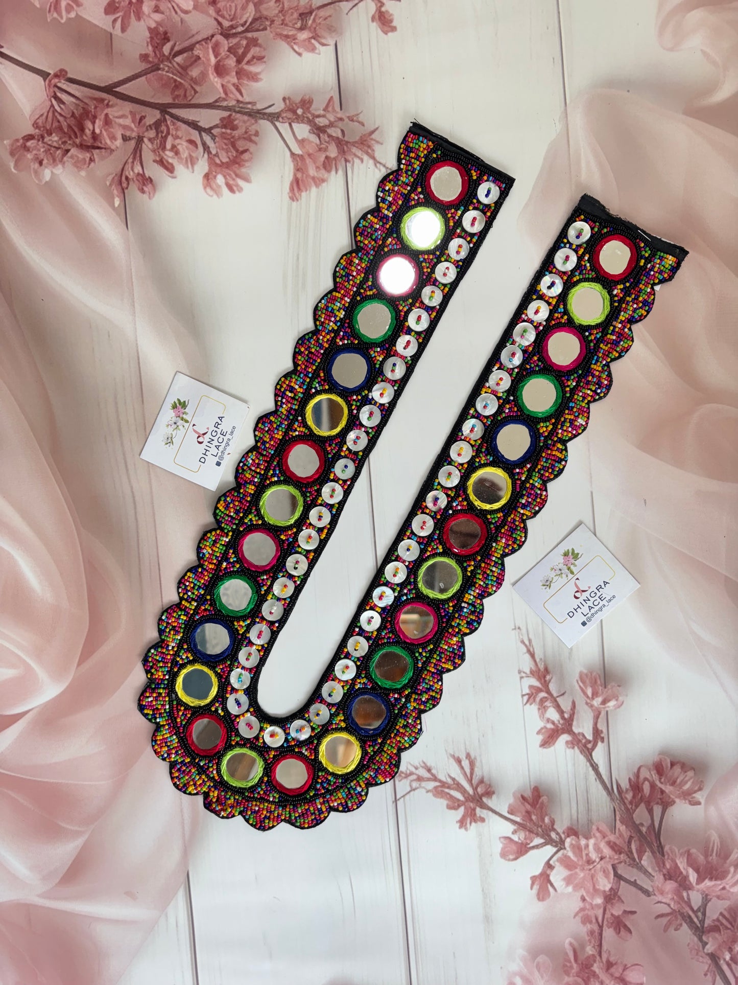 Beautiful Handwork Multicolour Mirror Neck 201025