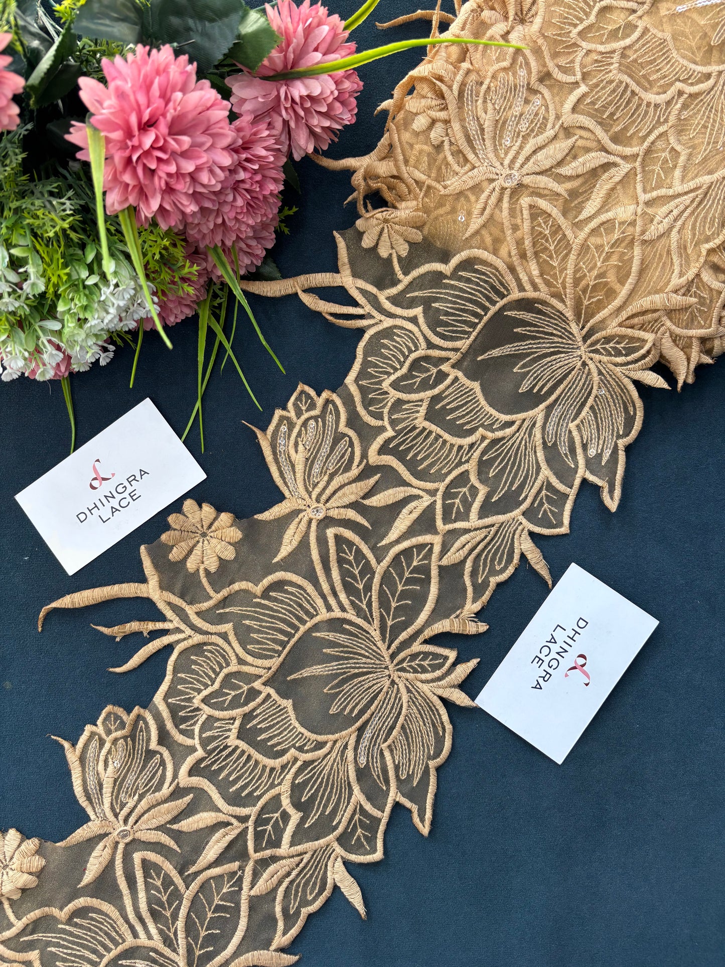 Beautiful Organza Based Flower Lace Beige 5400/190525/170625