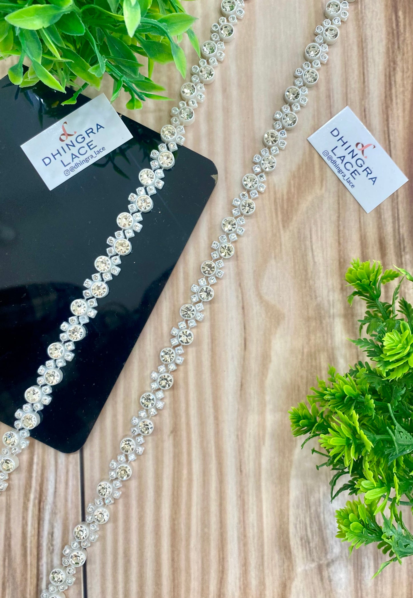 Beautiful Pearl And Zarkan Work Lace White (1 Meter) 130626