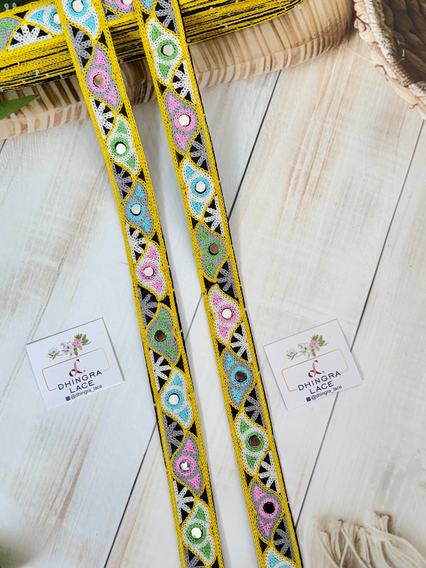 Beautiful Multicolour Gujarati Lace kutch Embroidery (9 Meters)250625