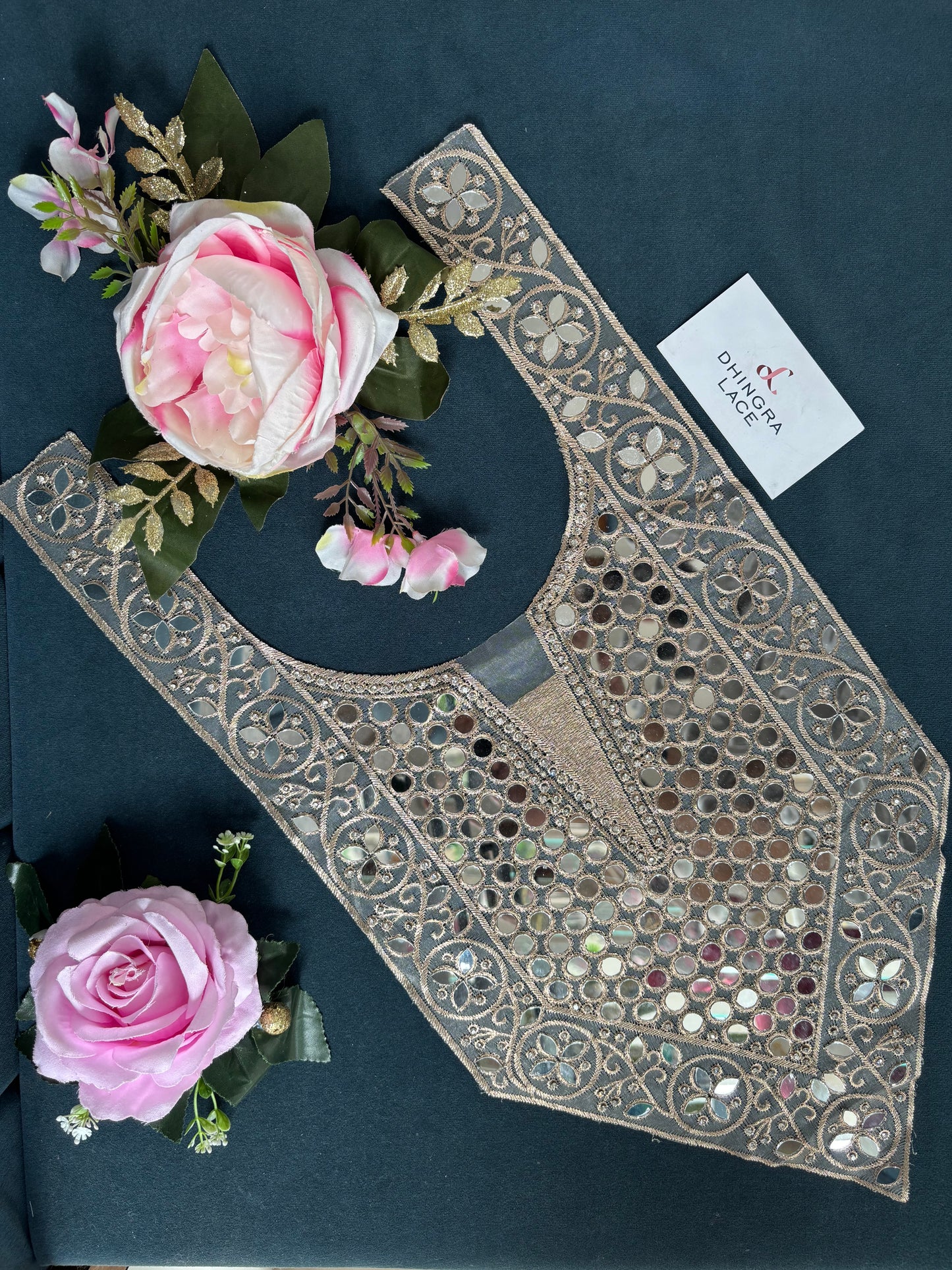 Beautiful Mirror Work Neck Rose Gold 260525