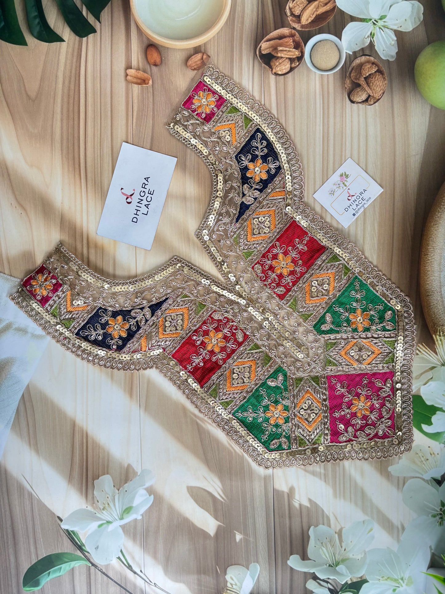 Beautiful Net Based Zari Work Multicolour Neck 210725