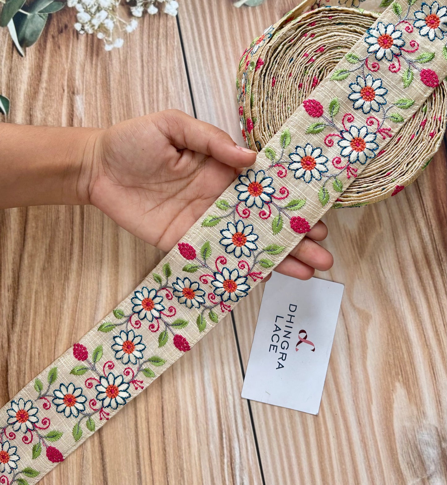 Beautiful Silk Based Thread Work Lace 040725