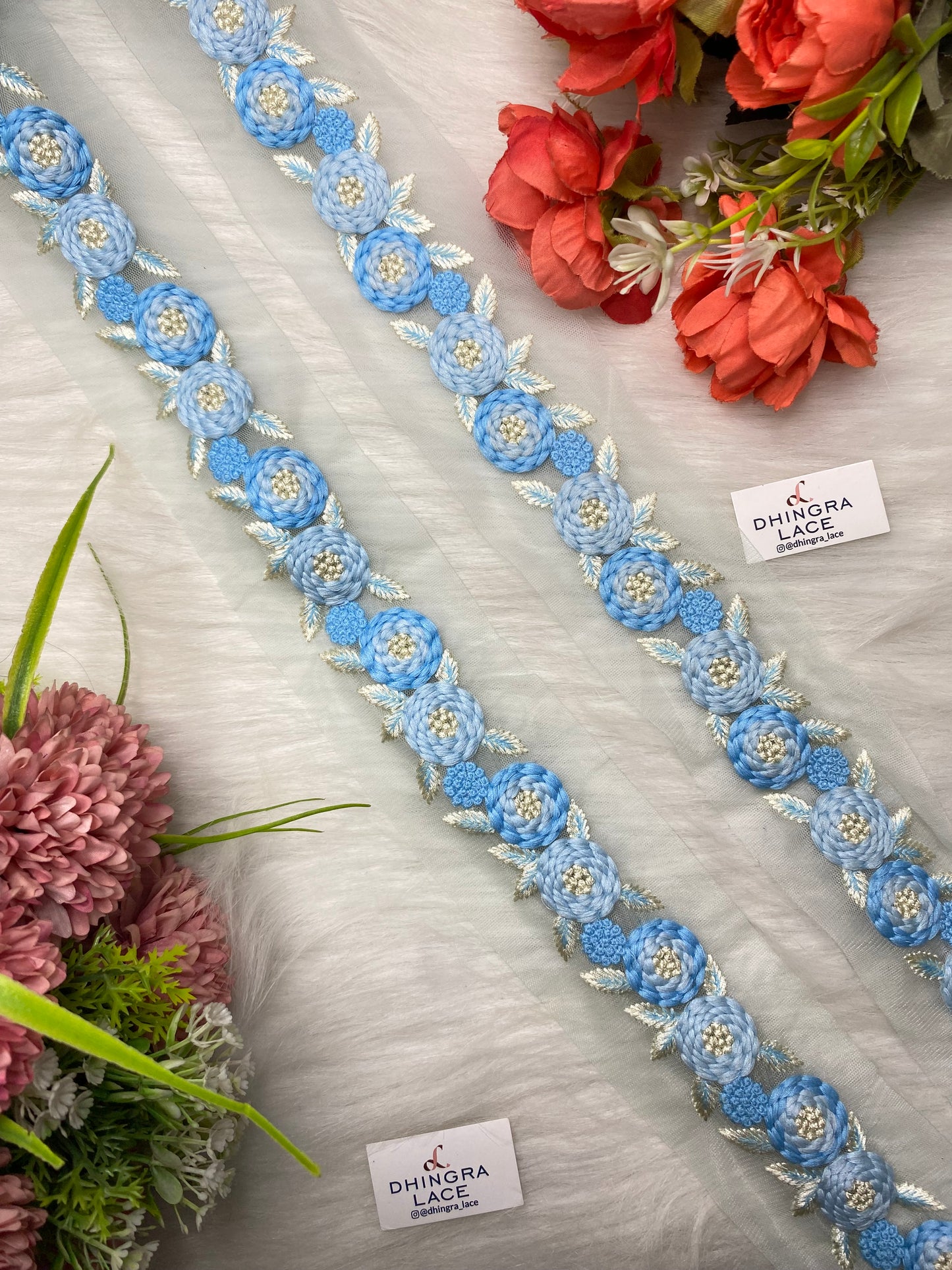 Beautiful Net Based ThreadWork Lace Green (3 Meters) 260526