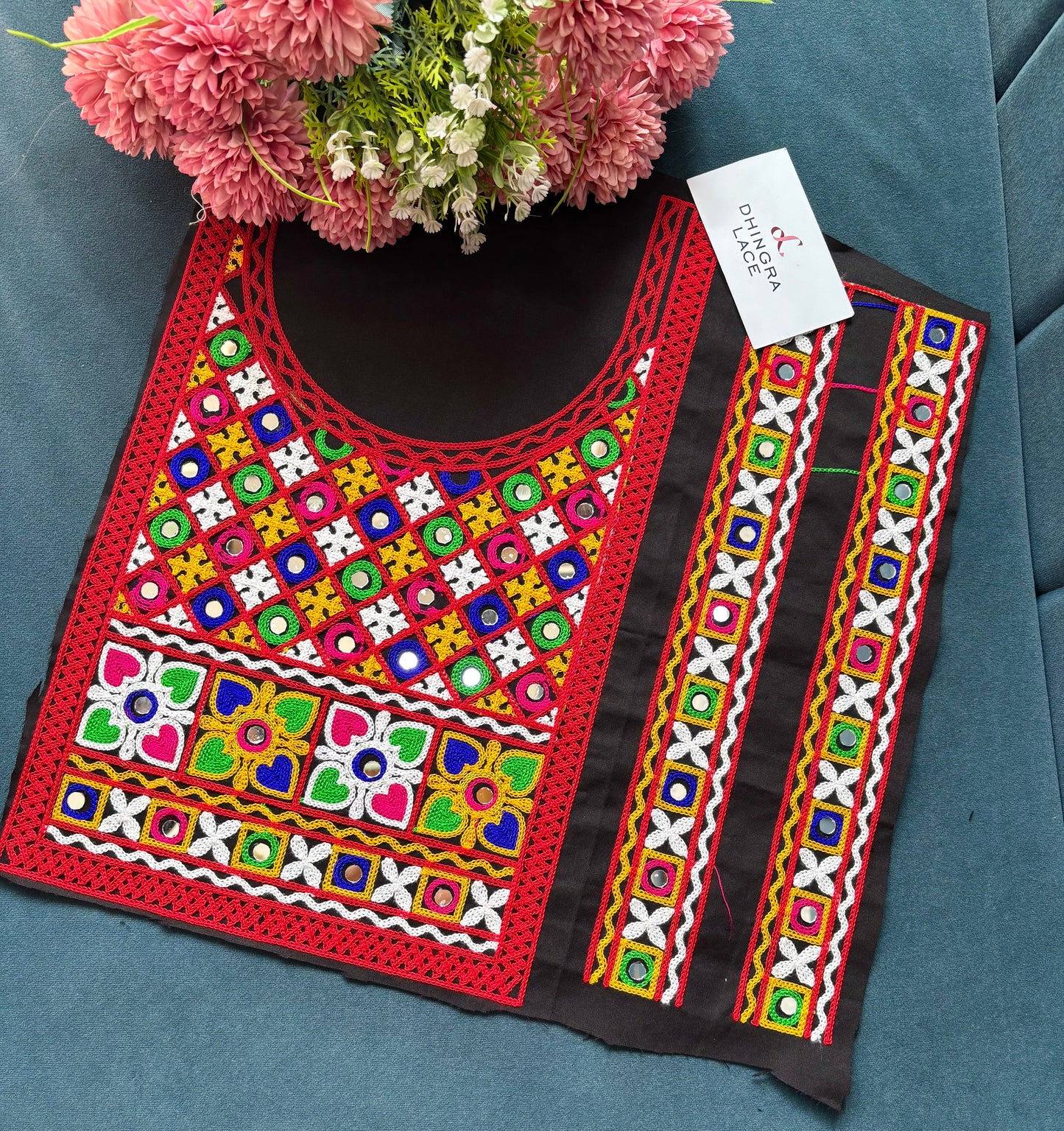 Beautiful Multicolour Gujarati Neck Patch With Sleeves kutch Embroidery 250625