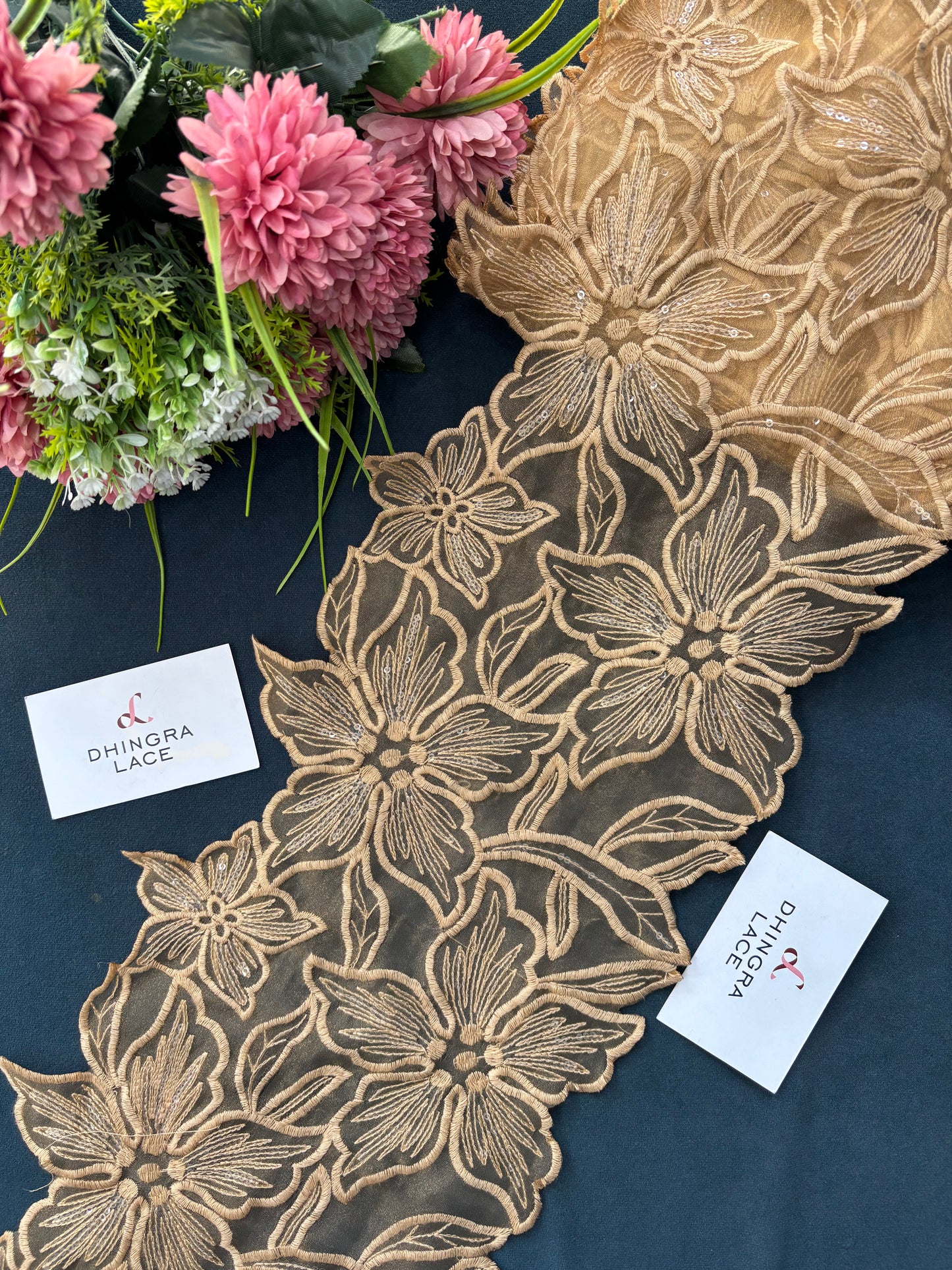 Beautiful Organza Based Flower Lace Beige 5405/190525/170625