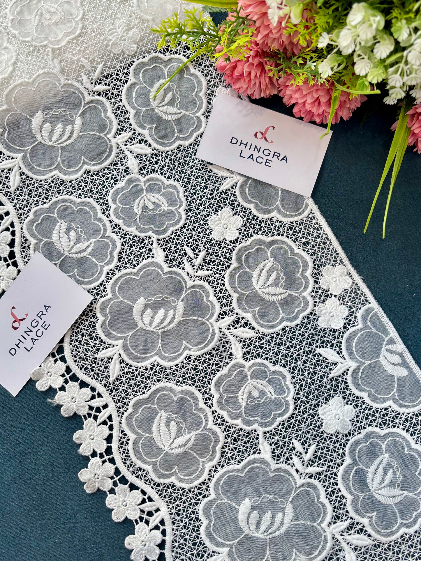 Beautiful Organza Based Hakoba Lace White 090425