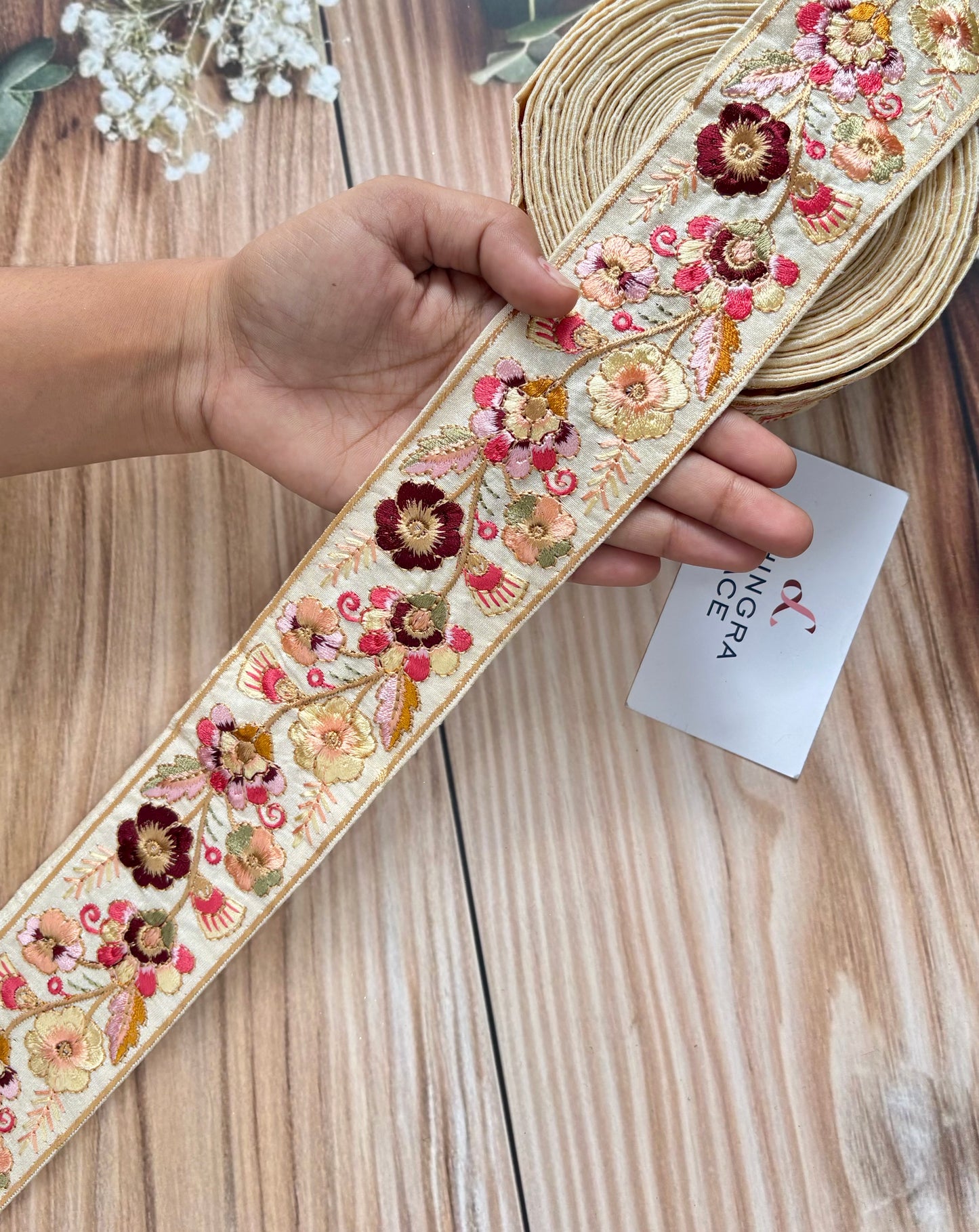 Beautiful Silk Based Thread Work Lace 040725