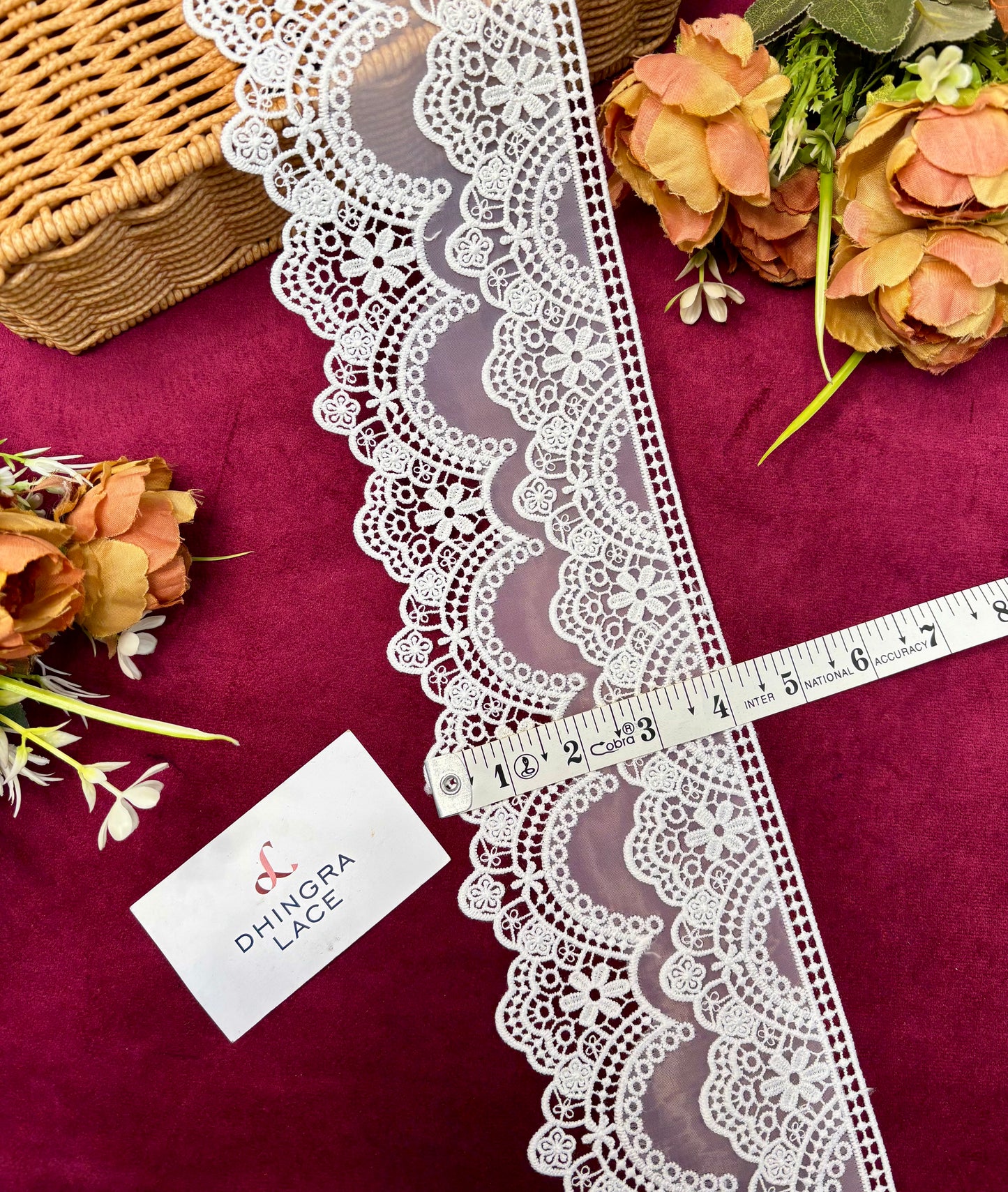 Beautiful Organza Based 2.5 Inches Broad Lace White 180125/250125