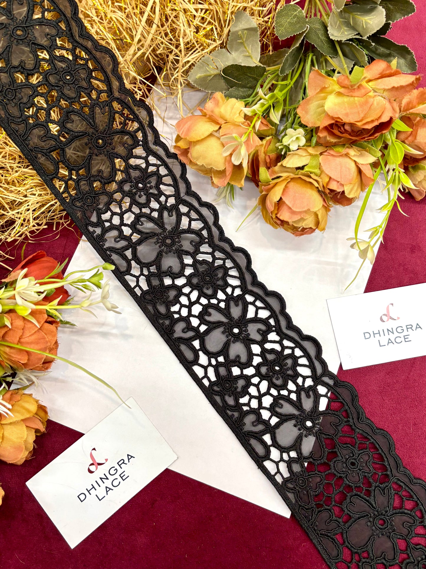Beautiful Organza Based Lace Black 270325/280325