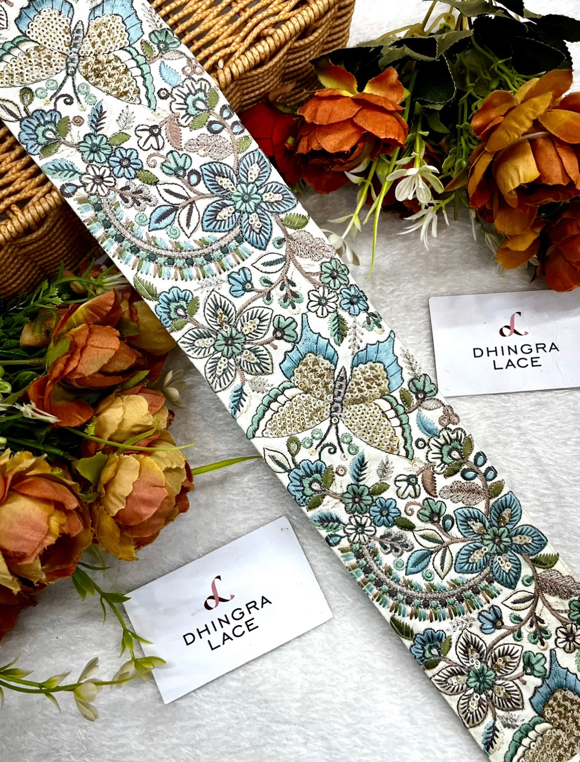 Beautiful Silk Based Thread Work 3 Inches Broad Lace 231024