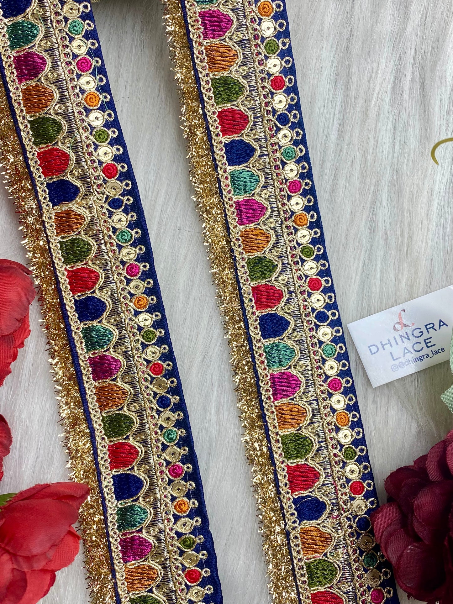 Beautiful Navy Blue Mult Sabyasachi 2 Inches Broad Lace 9 Meters 050126