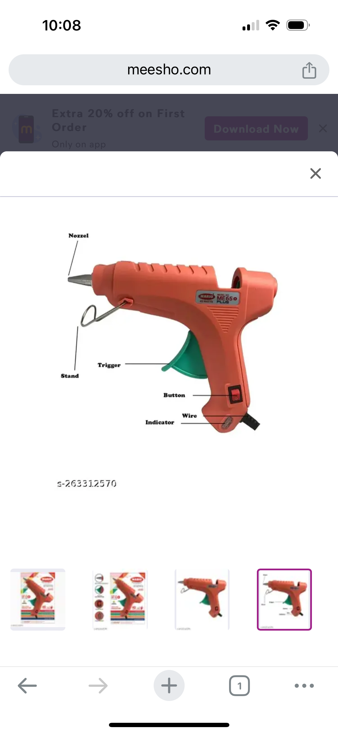 Mario Hot Melt Glue Gun With Light Indicator /40 Watts With 5 Super Strong Crown Glue Sticks
