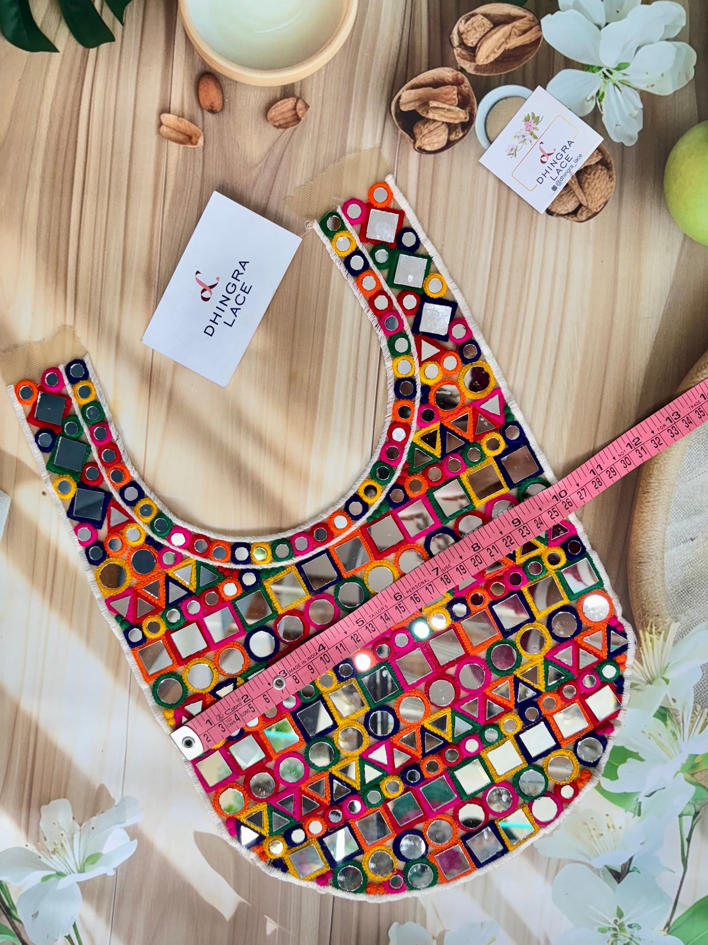 Beautiful Net Based Multicolour Mirror Work Neck 100725