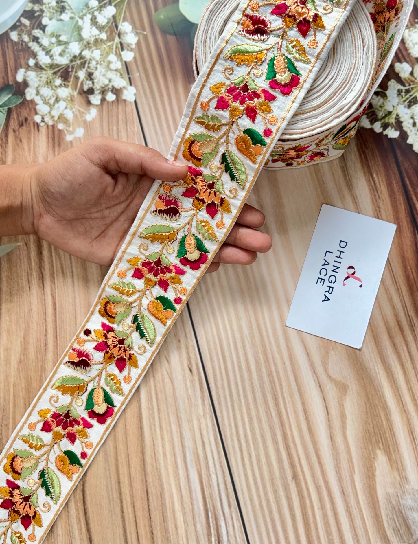 Beautiful Silk Based Thread Work Lace 040725