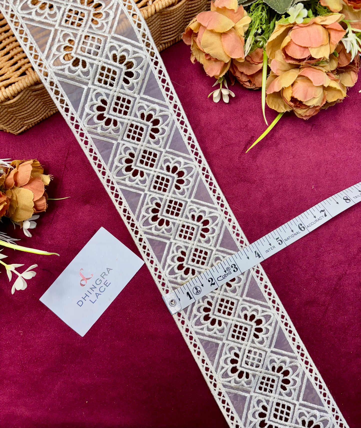 Beautiful Organza Based 3.5 Inches Broad Lace Off White 180125/250125