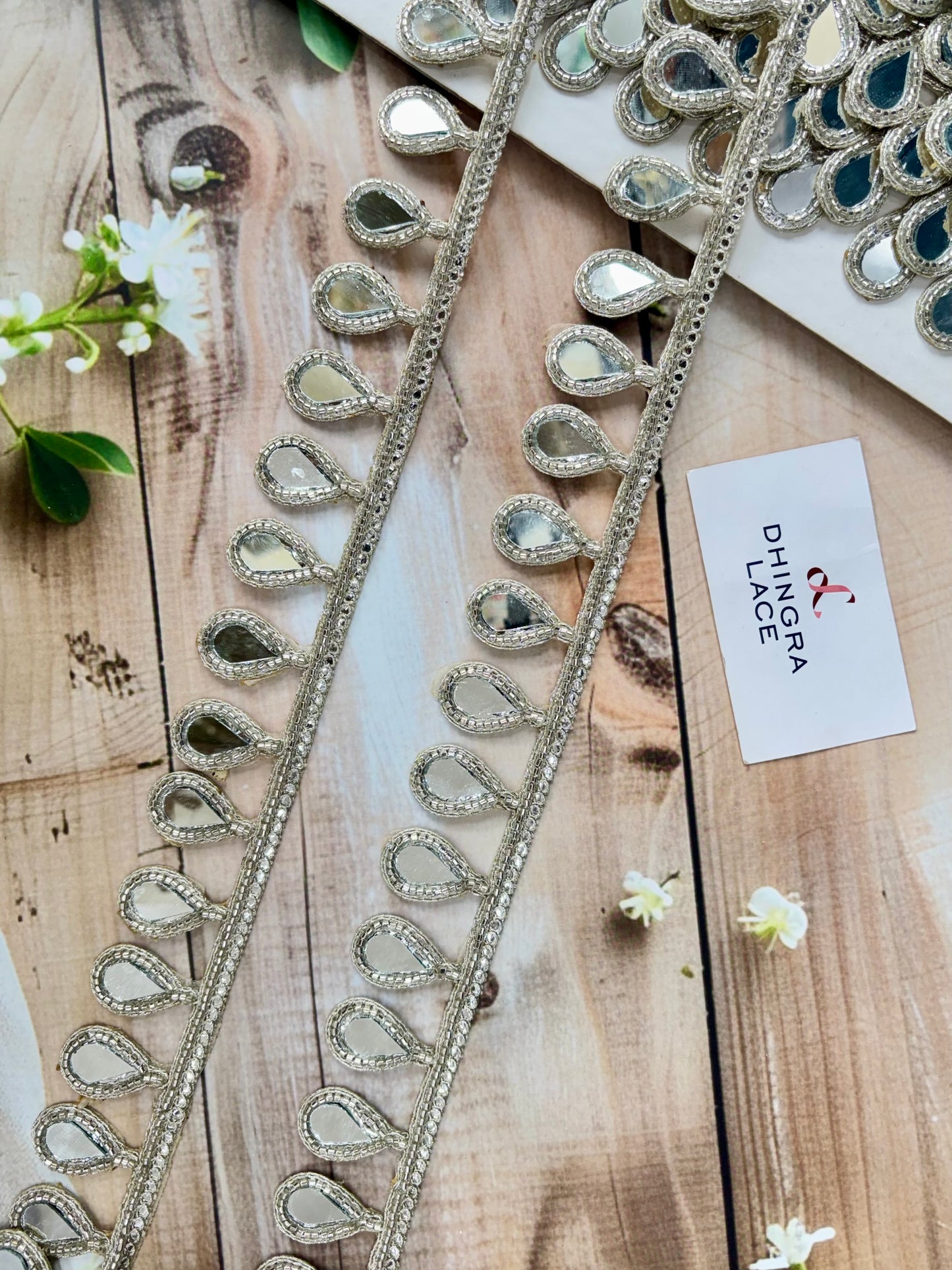 Beautiful Mirror Work Hanging Lace Water Gold 040825