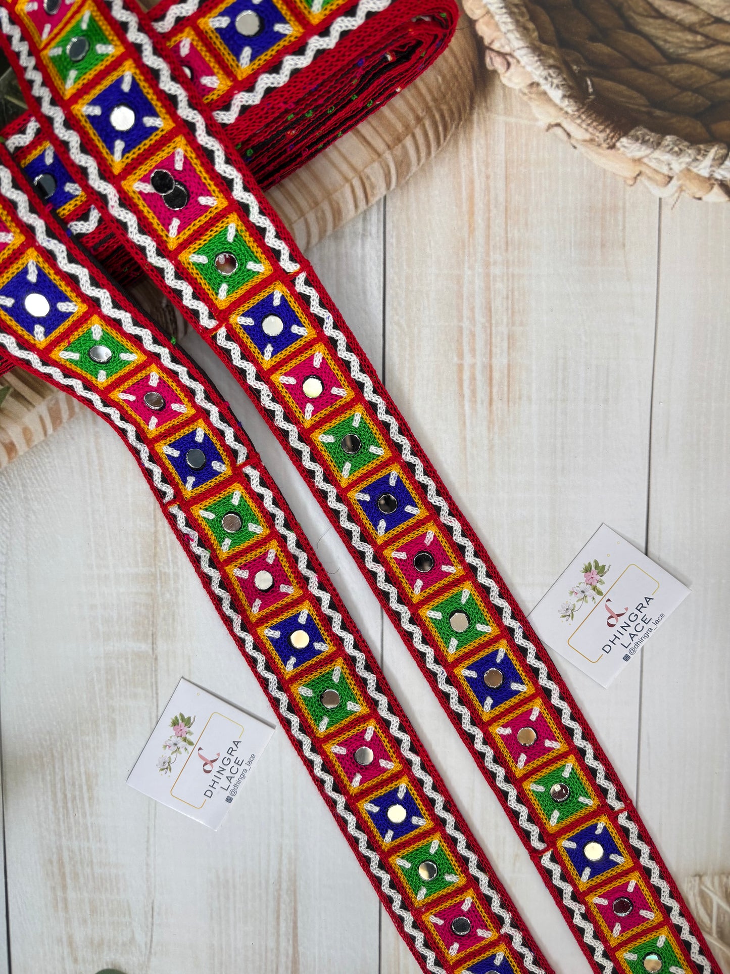 Beautiful Multicolour Gujarati Lace kutch Embroidery (9 Meters) 250625