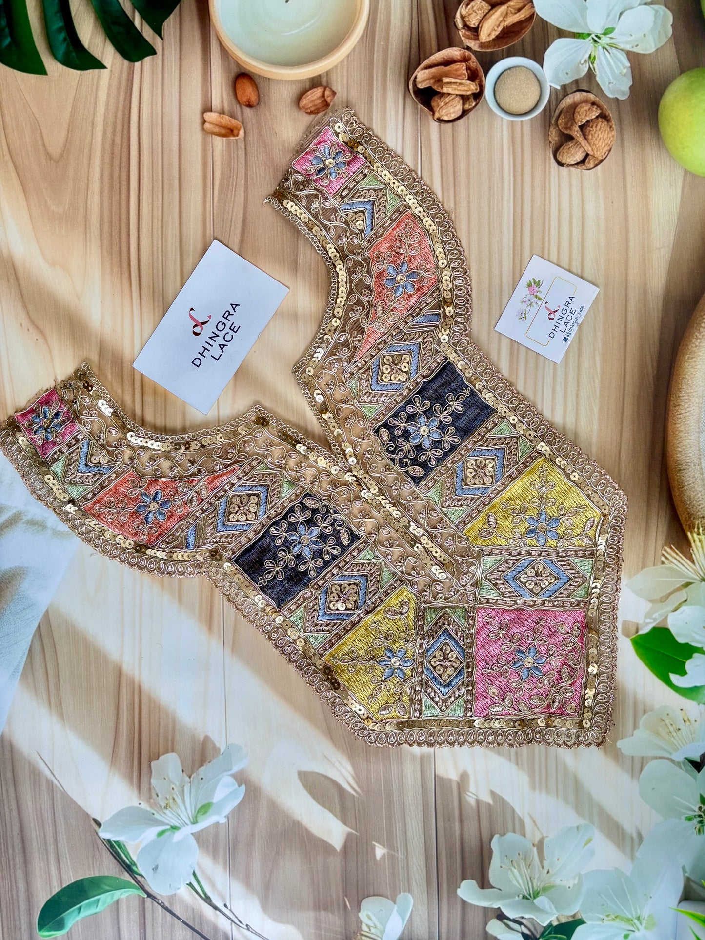 Beautiful Net Based Zari Work Multicolour Neck 210725
