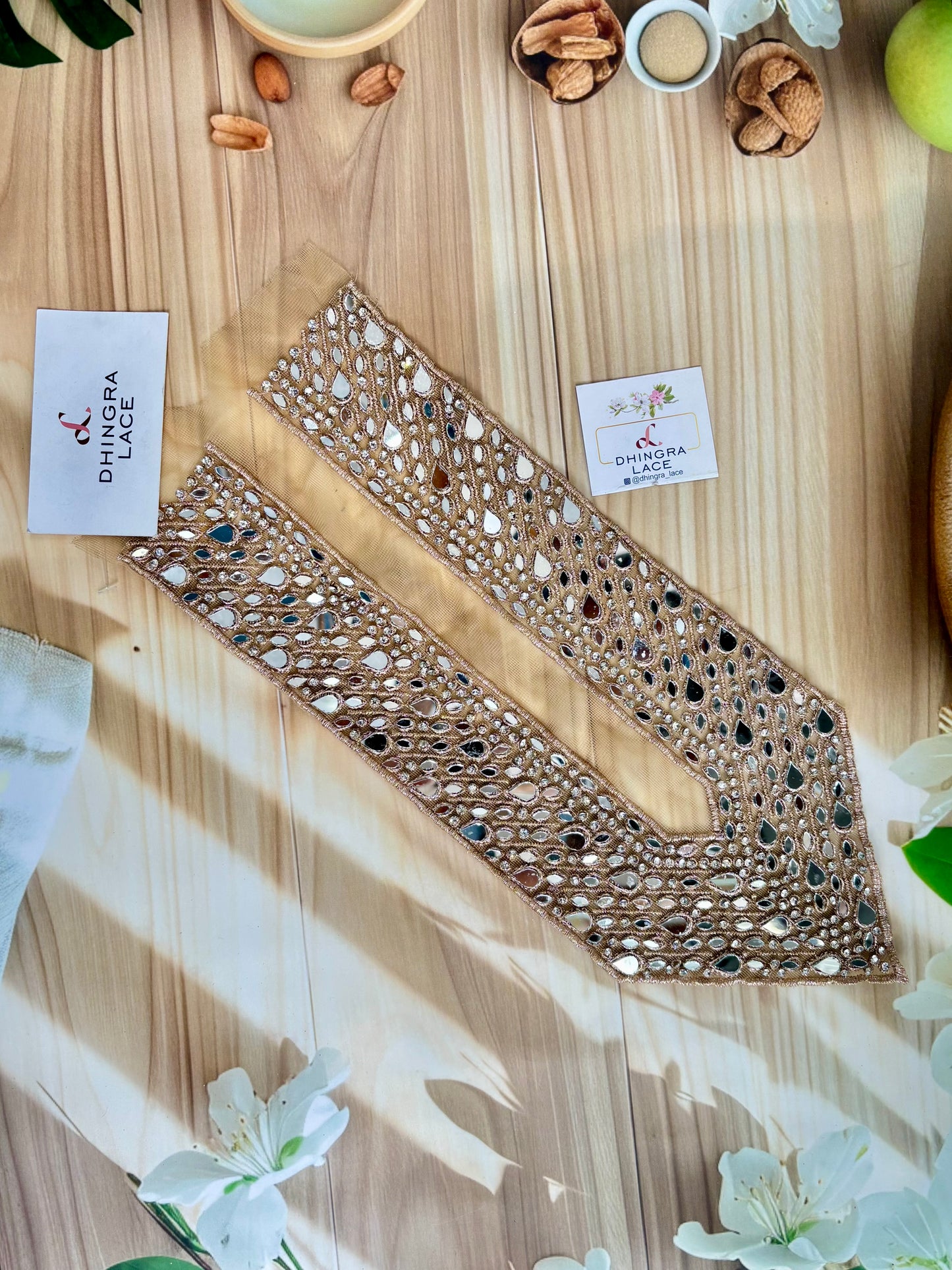 Beautiful Net Based Mirror Work Neck 130725