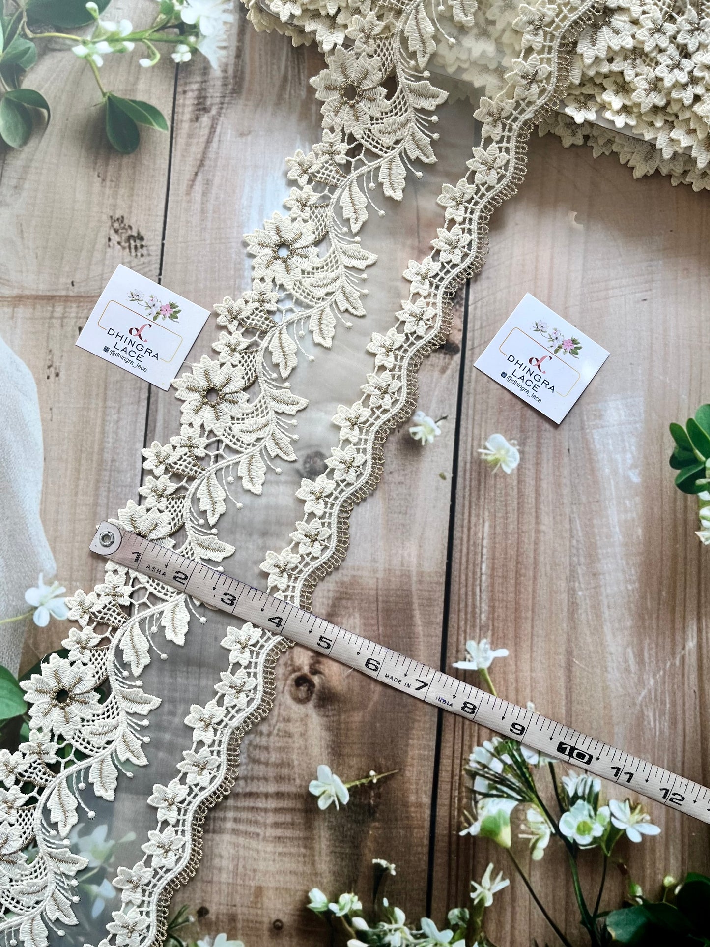 Beautiful Organza Based Threadwork Lace Off White 090825