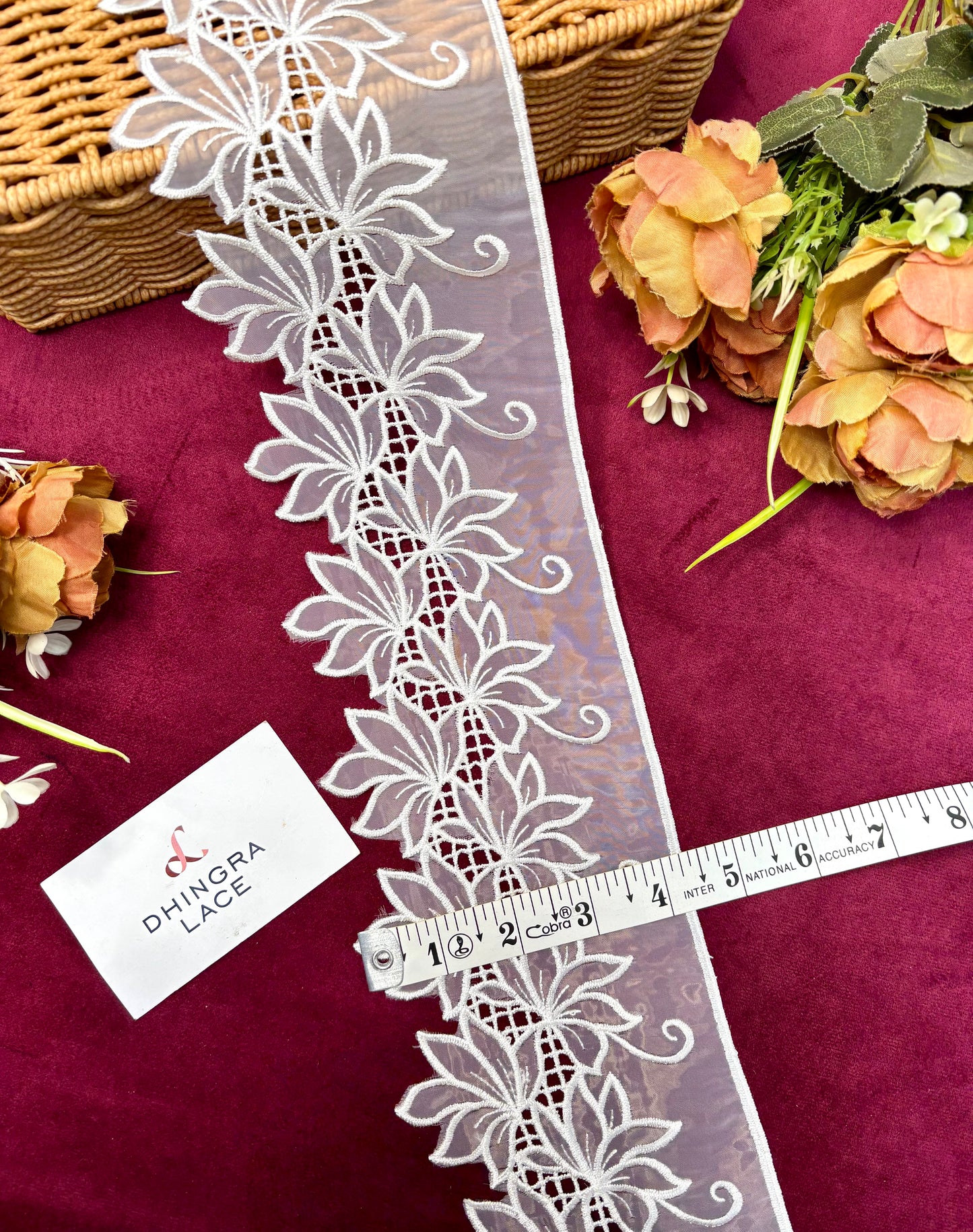 Beautiful Organza Based 4.5 Inches Broad Lace White 180125/250125