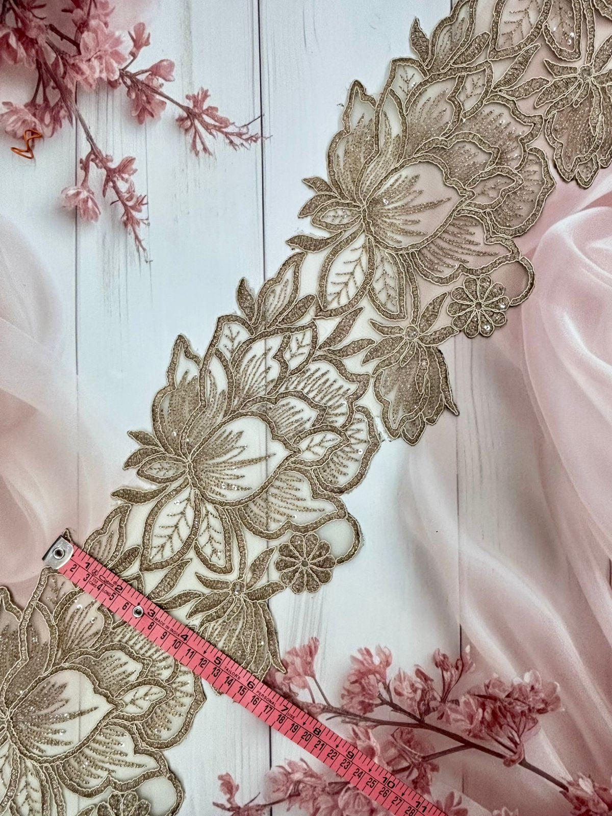 Beautiful Organza Based Zari Work Lace Antique Gold 260725/ 280725