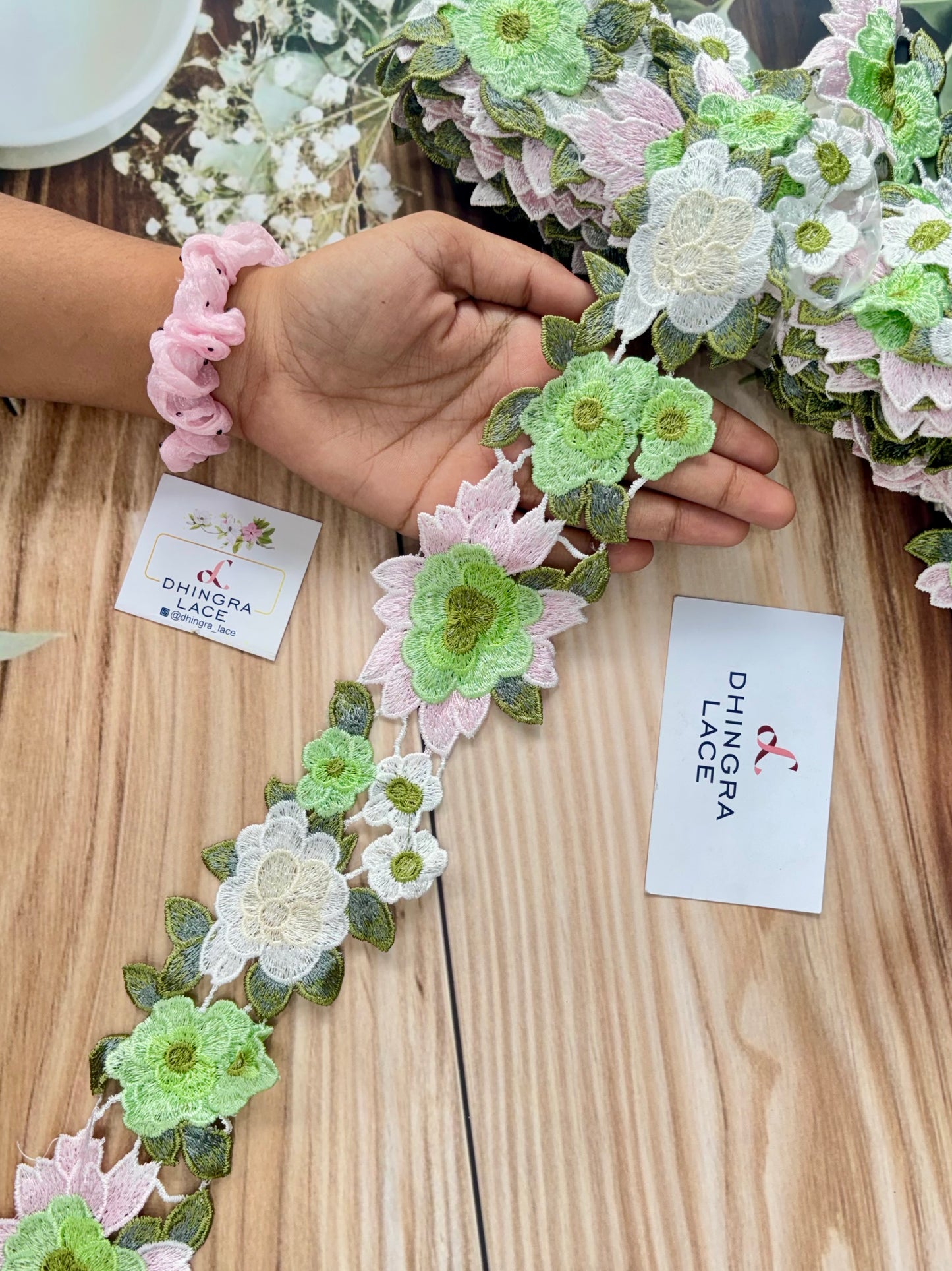 Beautiful Guipure Multicolour Mint Green Flower Lace 070725
