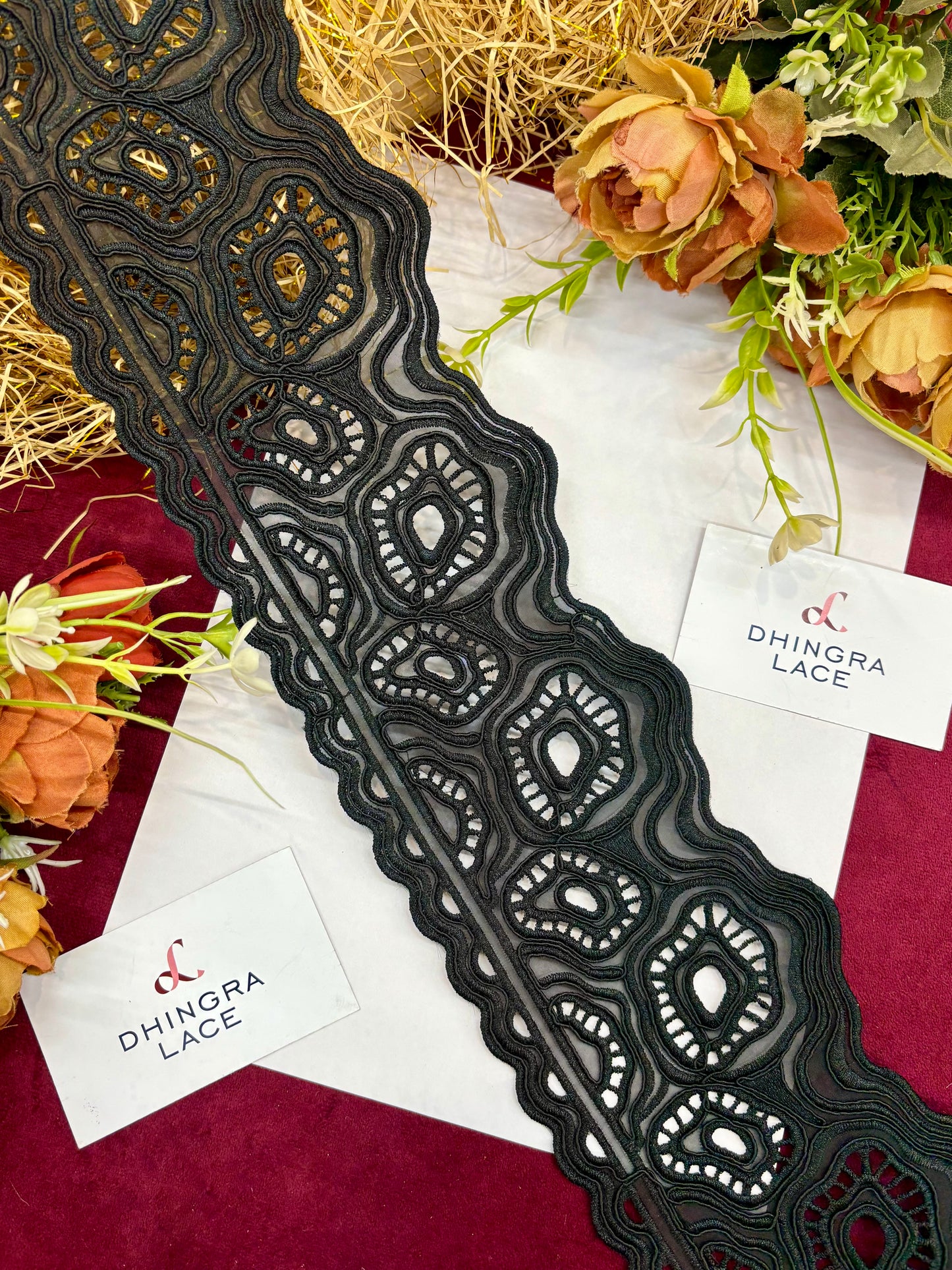 Beautiful Organza Based Lace Black 120525