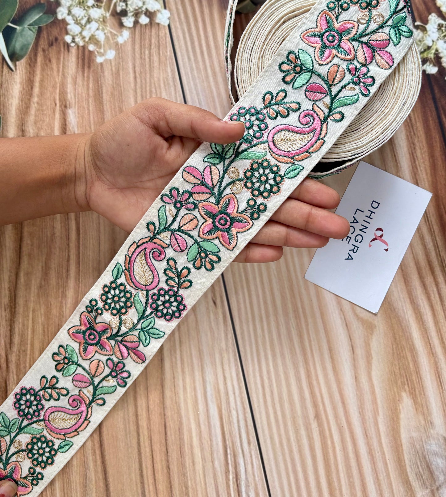 Beautiful Silk Based Thread Work Lace 040725
