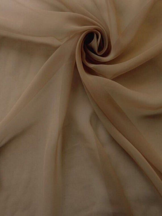 Super Fine Quality Georgette Fabric For Saree Salwar Kameez Gown & Dress, Width 44 Inches Light Brown