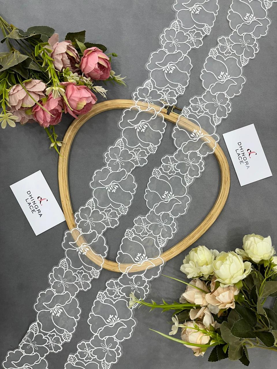 Beautiful White Organza Based Lace 130824