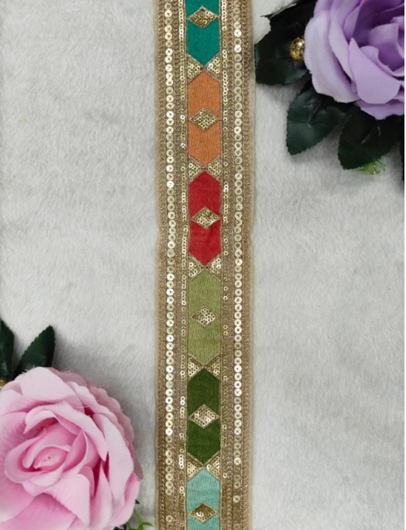 Beautiful Sabyasachi Zari & Sequence Work Border Multicolor 100824