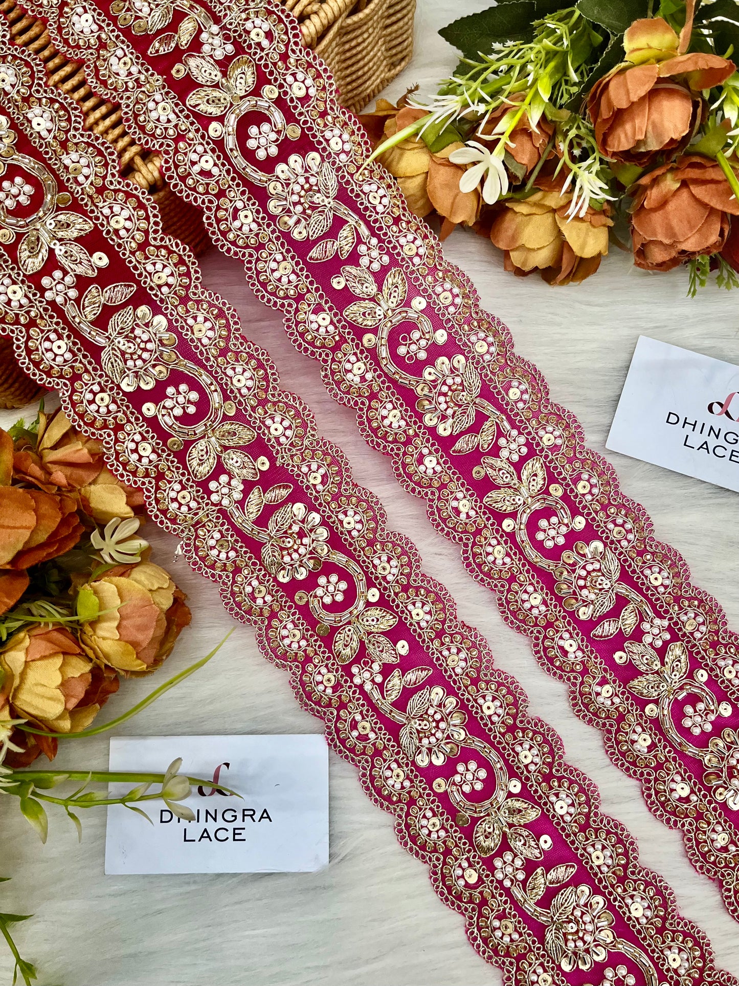 Beautiful Net Based Handwork Border 250325