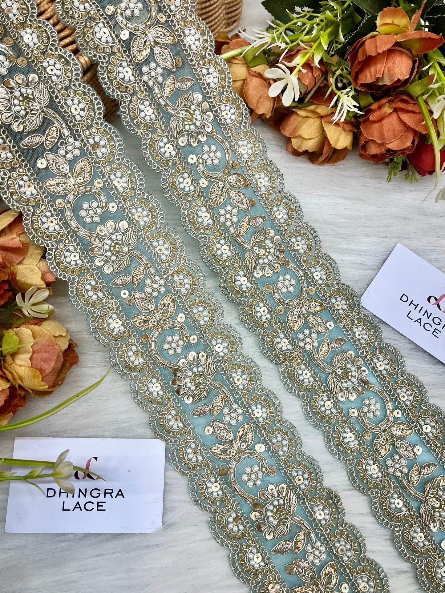 Beautiful Net Based Handwork Border 250325