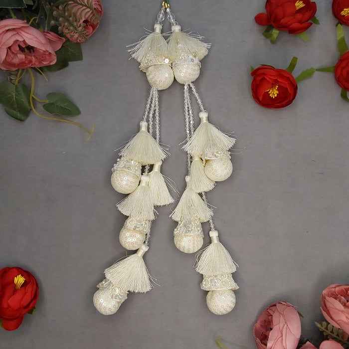 Long Dyeable Crystal Hangings Of White 080424