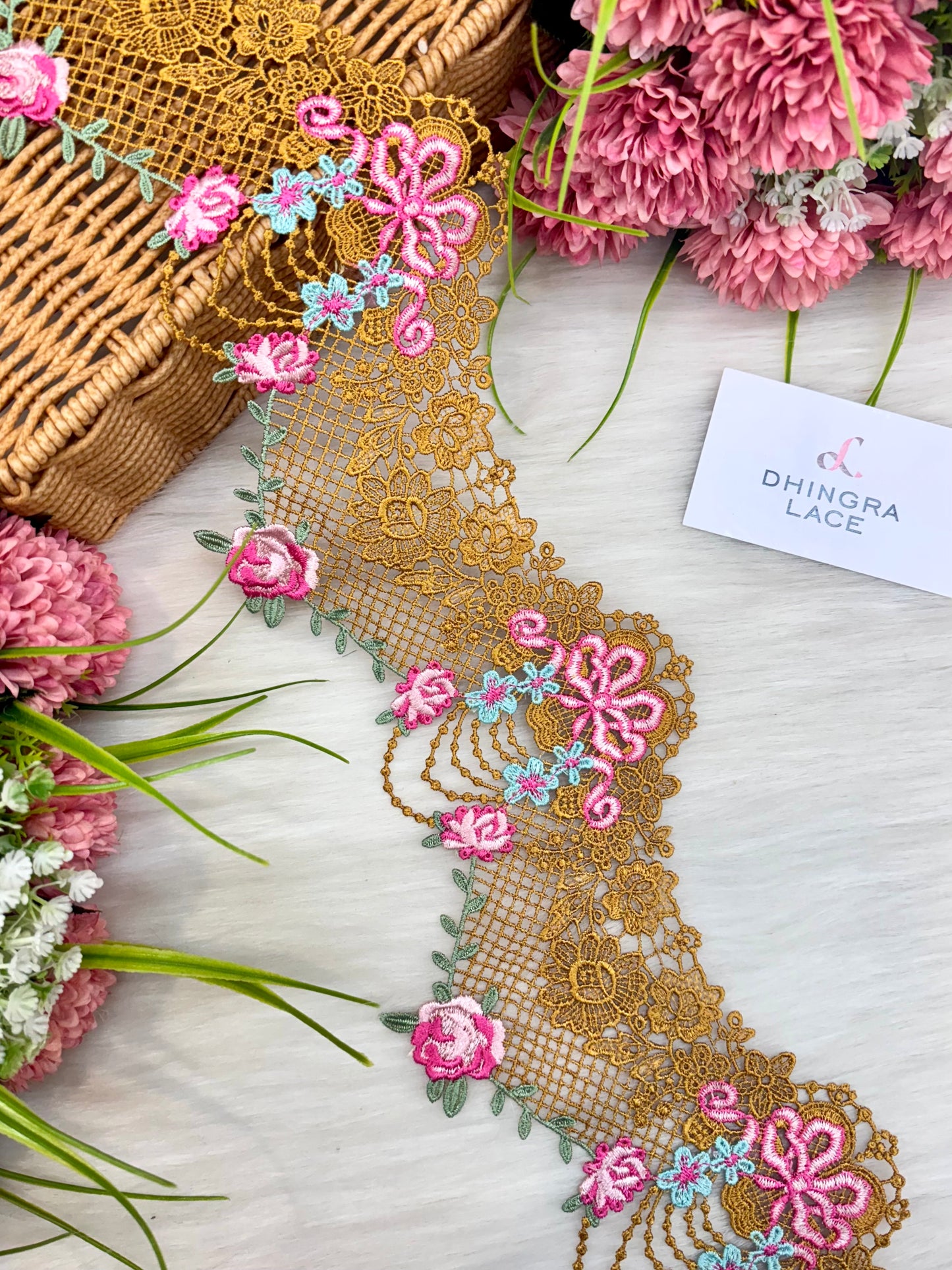 Beautiful Imported Guipure Lace Light Brown Multi 280125